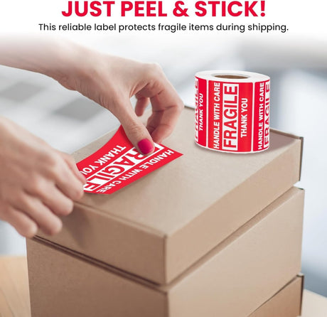 Perco"3 x 2" Inch Fragile Labels Handle with Care Warning Packing Shipping Label - Permanent Adhesive - Store Supplies
