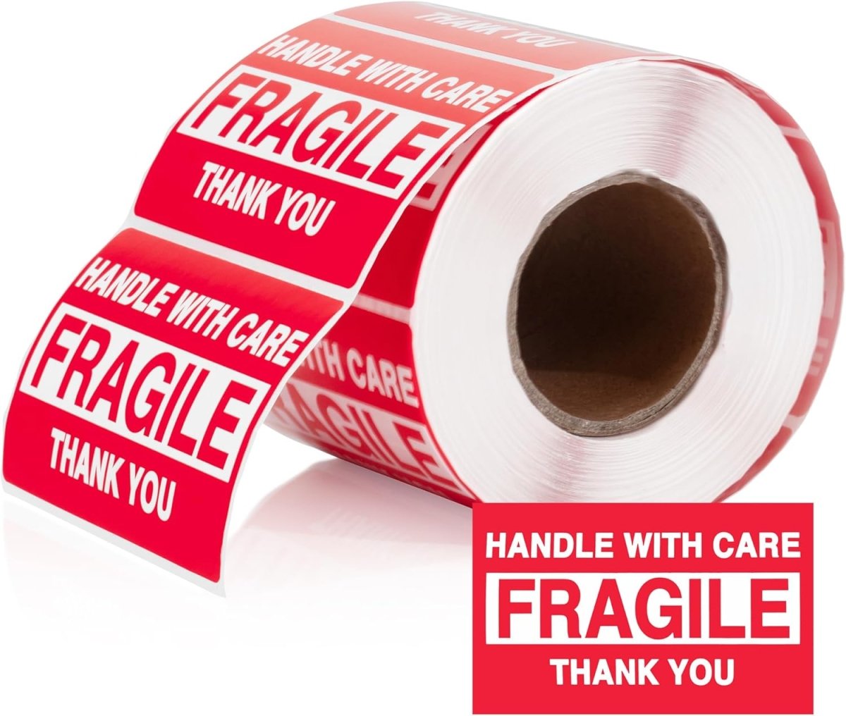 Perco"3 x 2" Inch Fragile Labels Handle with Care Warning Packing Shipping Label - Permanent Adhesive - Store Supplies