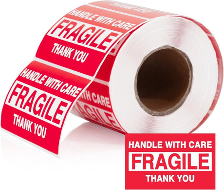 Perco"3 x 2" Inch Fragile Labels Handle with Care Warning Packing Shipping Label - Permanent Adhesive - Store Supplies