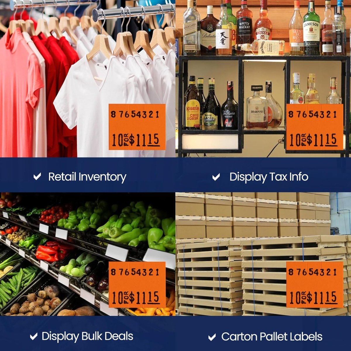 Pricing Labels for Monarch 1115 Price Gun - Fluorescent Red Case of 10 Sleeves / 100 Rolls / 150000 Blank Pricing Labels