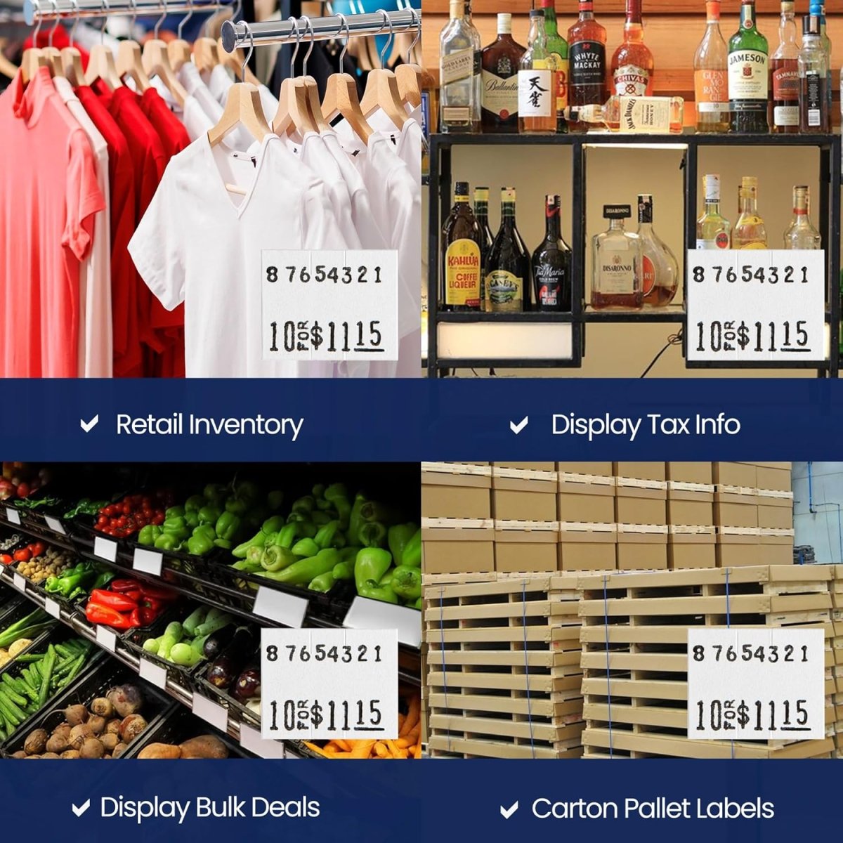 Pricing Labels for Monarch 1115 Price Gun - White Package of 4 Sleeves / 40 Rolls / 60000 Blank Pricing Labels