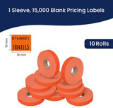 Pricing Labels for Monarch 1115 Price Gun - Fluorescent Red Case of 10 Sleeves / 100 Rolls / 150000 Blank Pricing Labels