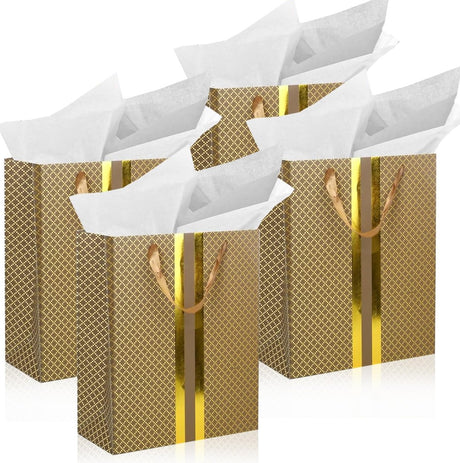 RACHELLE'S Paper Gift Bag Assortment - Perfect for Birthdays, Parties, Holidays, and More (Black, Silver and Gold) - Store Supplies