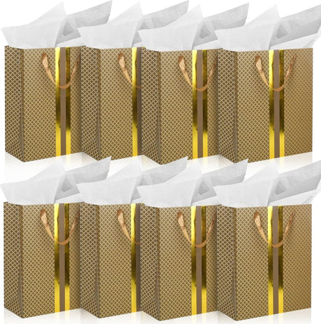 RACHELLE'S Paper Gift Bag Assortment - Perfect for Birthdays, Parties, Holidays, and More (Black, Silver and Gold) - Store Supplies