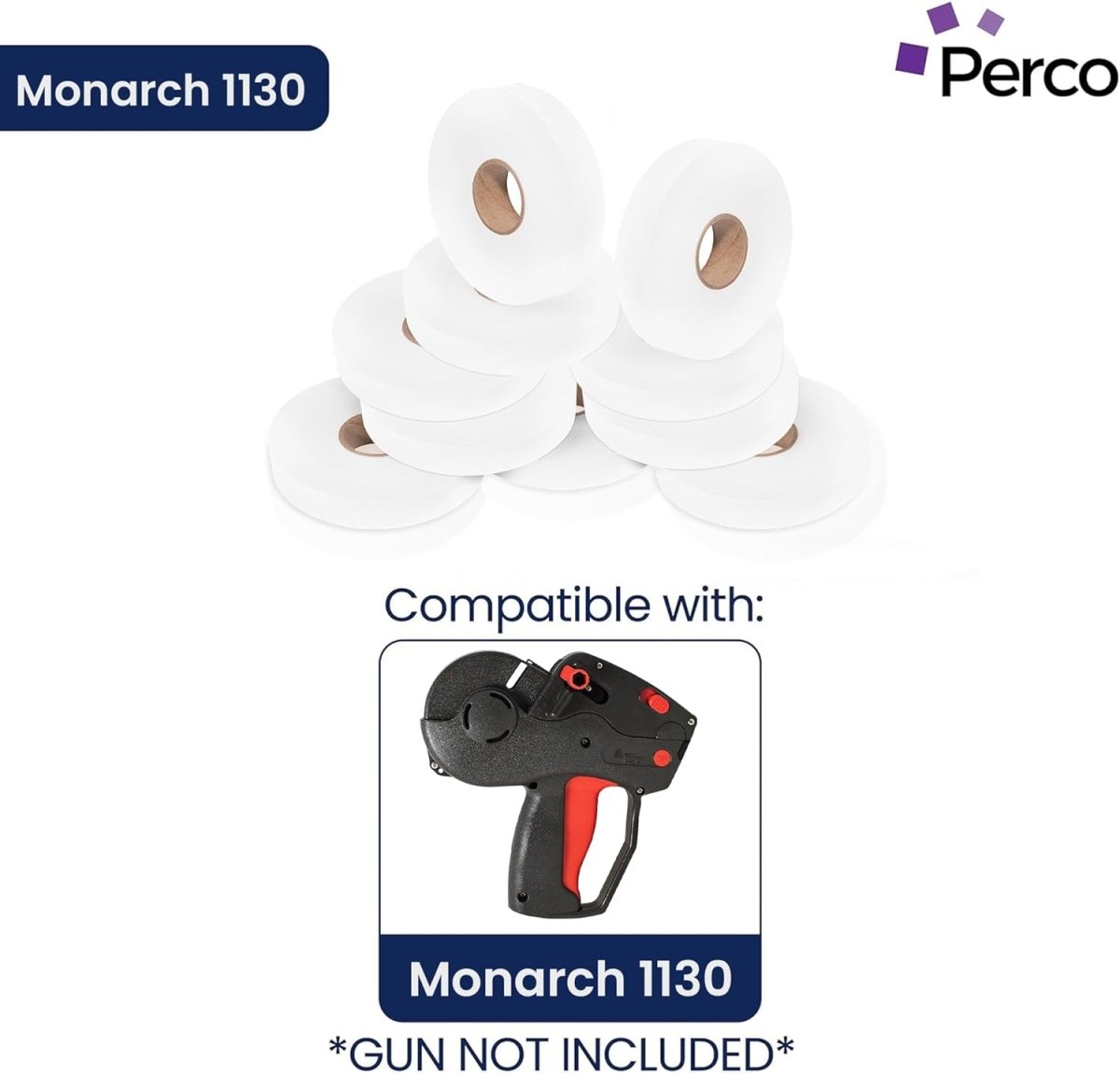 White Pricing Labels for Monarch 1130 Price Gun - Blank Marking Labels - with Ink Roll Included - Store Supplies