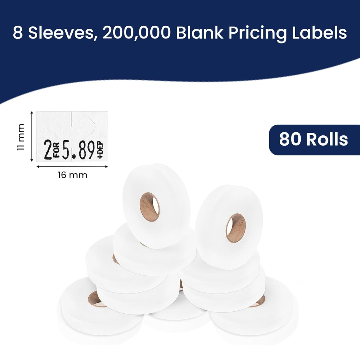 White Pricing Labels for Monarch 1130 Price Gun - Blank Marking Labels - with Ink Roll Included - Store Supplies