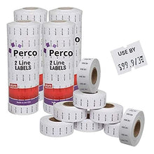 Perco 'Use by' 2 Line Labels - 4 Sleeve, 32,000 use by Labels for Perco 2 Line Date Guns