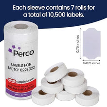Perco Standard Adhesive White Labels for Meto 622/822 Price Gun - 14 Rolls, 21000 Labels with 1 Inker