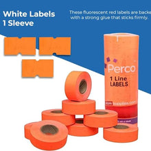 White & Red Pricing Labels for Perco 1 Line Price and Date Gun – One White and One Red Sleeve - 2 Sleeves, 16 Rolls Combo Pack - 16,000 Price Marking Labels – with Label Scraper Included