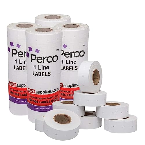 Perco 1 Line Freezer Adhesive White Labels - 4 Sleeve, 32,000 Blank Pricing Labels for Perco 1 Line Price and Date Guns