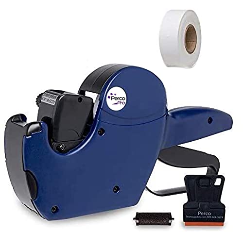 Perco Pro 2 Line Date Gun, Includes 16 Digits Date Gun Labeler, Pre-Loaded Roll of 750 White Labels and Ink Roll