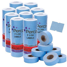Perco 2 Line Blue Labels - 10 Sleeve, 60,000 Blank Pricing Labels for Perco 2 Line Price and Date Guns