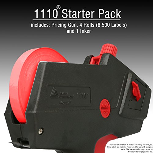 Monarch 1110 Pricing Gun with Labels Starter Kit: Includes Price Gun, 8,500 Fluorescent Red Pricing Labels and Preloaded Inker