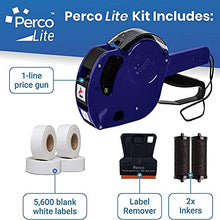Perco Lite 1 Line Gun with Labels Kit - Includes 5,000 Blank White Labels, 2 Ink Rollers, 1 Ink roll and Labels Pre-Loaded