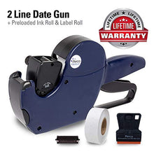 Perco Pro 2 Line Date Gun, Includes 16 Digits Date Gun Labeler, Pre-Loaded Roll of 750 White Labels and Ink Roll