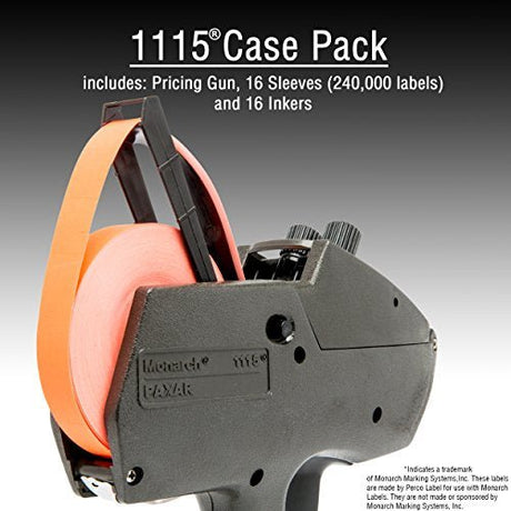 Monarch 1115 Price Gun with Labels Starter Kit: Includes Price Gun, 6,000 Fluorescent Red Pricing Labels, Inker and Label Scraper - Store Supplies