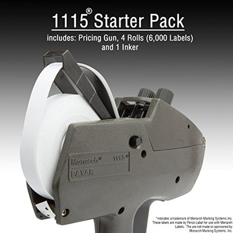 Monarch 1115 Price Gun with Labels Starter Kit: Includes Price Gun, 6,000 White Pricing Labels, Inker and Label Scraper - Store Supplies