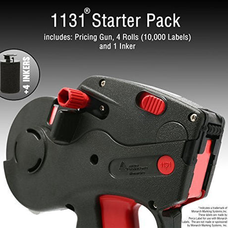Monarch 1131 Labeler Starter Kit: Includes Price Gun, 10,000 Fluorescent Red Labels, and Preloaded Inker - Store Supplies