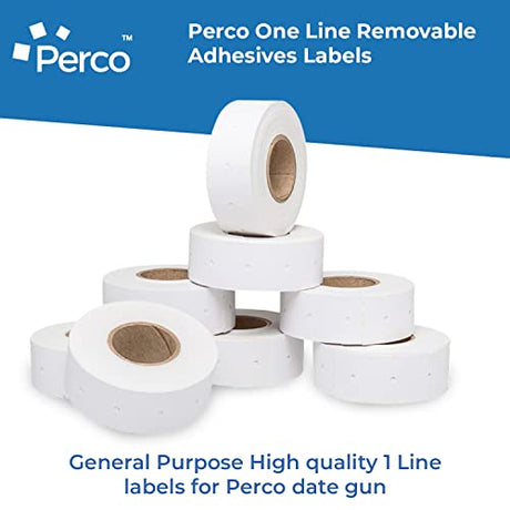 Perco 1 Line Removable Adhesive White Labels - Store Supplies