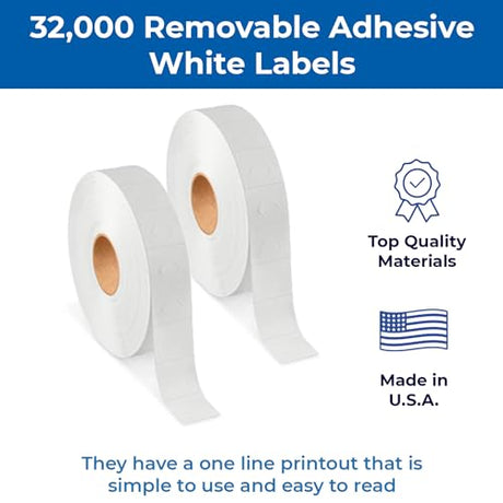 Perco 1 Line Removable Adhesive White Labels - Store Supplies