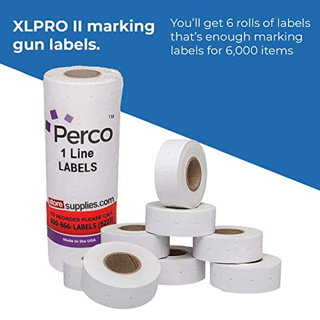 Perco 1 Line Removable Adhesive White Labels - Store Supplies