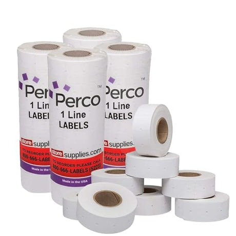 Perco 1 Line Removable Adhesive White Labels - Store Supplies