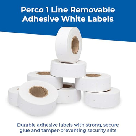 Perco 1 Line Removable Adhesive White Labels - Store Supplies