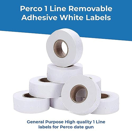 Perco 1 Line Removable Adhesive White Labels - Store Supplies