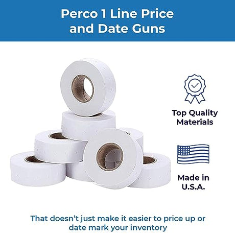 Perco 1 Line Removable Adhesive White Labels - Store Supplies