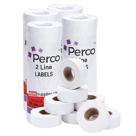 Perco 2 Line Freezer Adhesive White Labels - Store Supplies