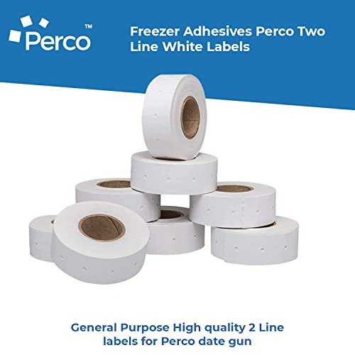 Perco 2 Line Freezer Adhesive White Labels - Store Supplies