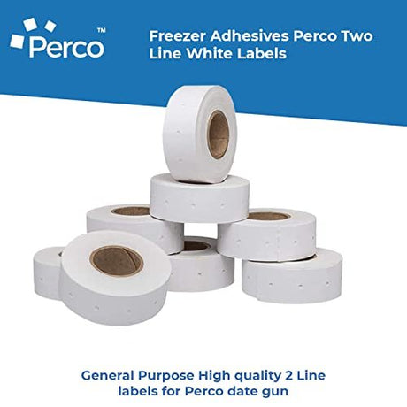 Perco 2 Line Freezer Adhesive White Labels - Store Supplies
