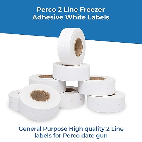 Perco 2 Line Freezer Adhesive White Labels - Store Supplies
