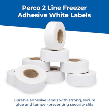 Perco 2 Line Freezer Adhesive White Labels - Store Supplies