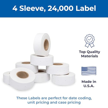 Perco 2 Line Freezer Adhesive White Labels - Store Supplies