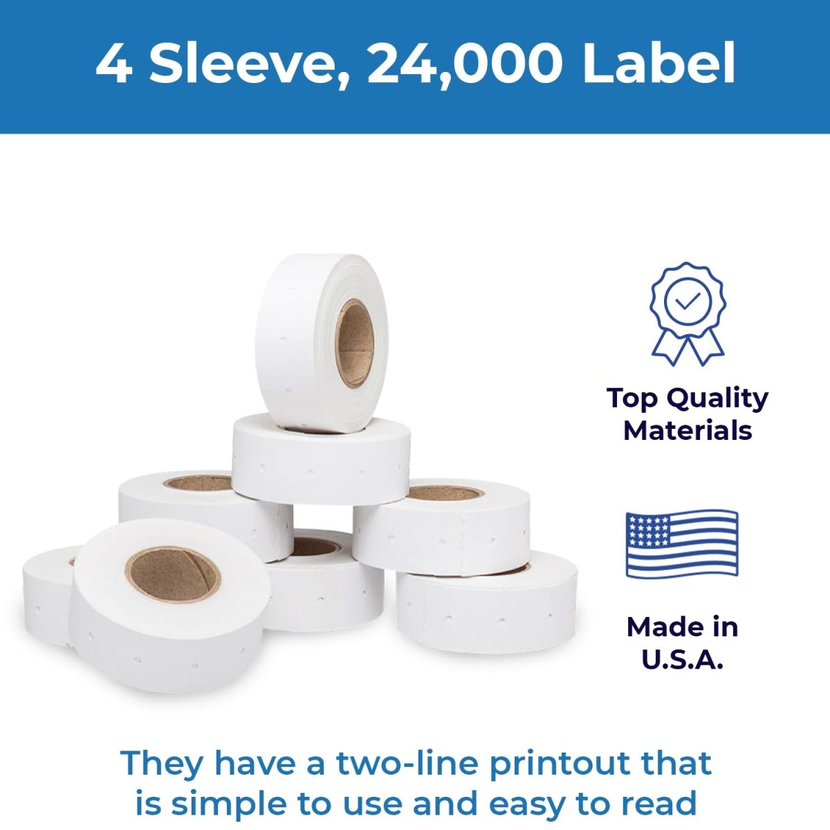 Perco 2 Line Removable Adhesive White Labels - Store Supplies