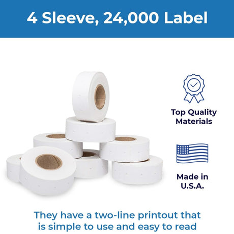 Perco 2 Line Removable Adhesive White Labels - Store Supplies
