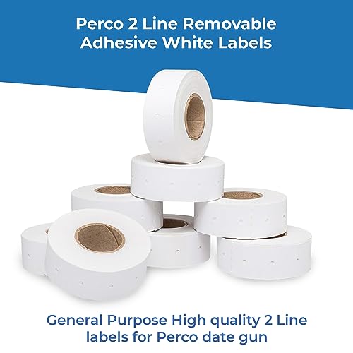Perco 2 Line Removable Adhesive White Labels - Store Supplies