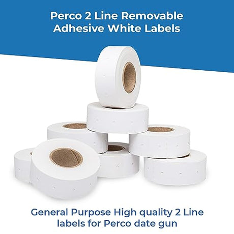 Perco 2 Line Removable Adhesive White Labels - Store Supplies