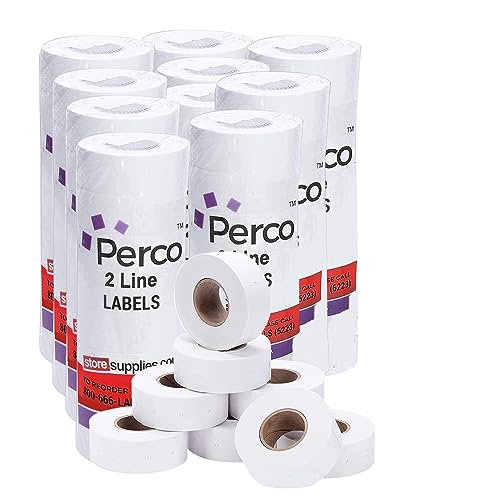 Perco 2 Line Removable Adhesive White Labels - Store Supplies