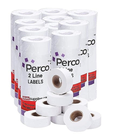Perco 2 Line Removable Adhesive White Labels - Store Supplies