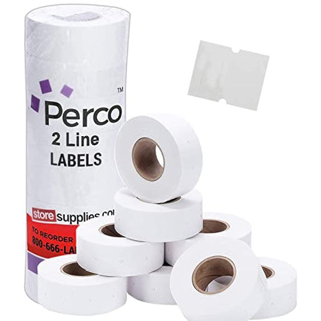 Perco 2 Line Removable Adhesive White Labels - Store Supplies