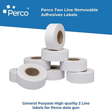 Perco 2 Line Removable Adhesive White Labels - Store Supplies