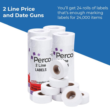 Perco 2 Line Removable Adhesive White Labels - Store Supplies