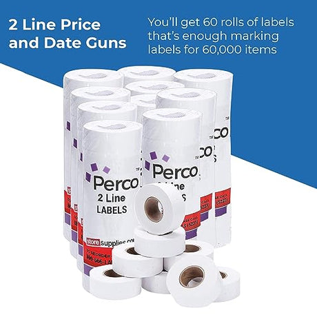Perco 2 Line Removable Adhesive White Labels - Store Supplies
