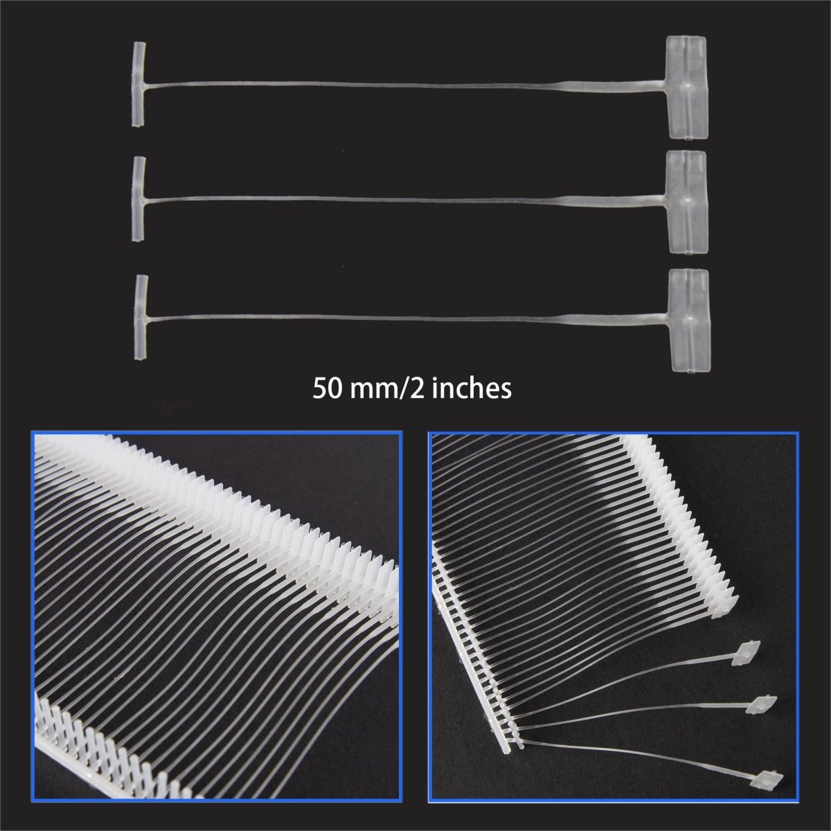 Perco 50mm [2 Inches] Regular Plastic Tag Barbs T Mould Attachments - Compatible with compatible_with_product_page | Color: Clear | Quantity: 20,000 Pieces | Adhesive: global.AdhesiveType | SKU: pl-barbs-20k | - shop_