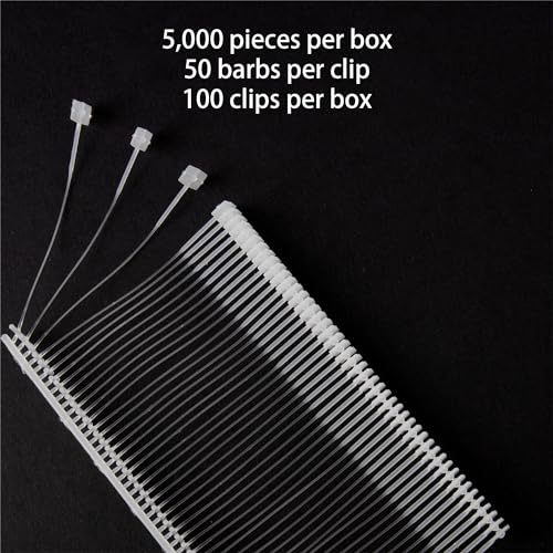 Perco 50mm [2 Inches] Regular Plastic Tag Barbs T Mould Attachments - Compatible with compatible_with_product_page | Color: Clear | Quantity: 5,000 Pieces | Adhesive: global.AdhesiveType | SKU: PL-T-BARBS-50mm | - shop_