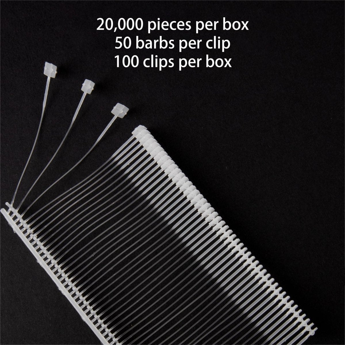 Perco 50mm [2 Inches] Regular Plastic Tag Barbs T Mould Attachments - Compatible with compatible_with_product_page | Color: Clear | Quantity: 20,000 Pieces | Adhesive: global.AdhesiveType | SKU: pl-barbs-20k | - shop_