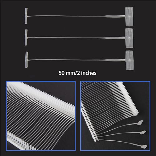 Perco 50mm [2 Inches] Regular Plastic Tag Barbs T Mould Attachments - Compatible with compatible_with_product_page | Color: Clear | Quantity: 5,000 Pieces | Adhesive: global.AdhesiveType | SKU: PL-T-BARBS-50mm | - shop_