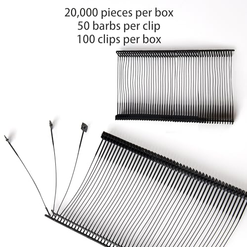 Perco 50mm [2 Inches] Regular Plastic Tag Barbs T Mould Attachments - Compatible with compatible_with_product_page | Color: Black | Quantity: 20,000 Pieces | Adhesive: global.AdhesiveType | SKU: pl-barbs-20k-black | - shop_